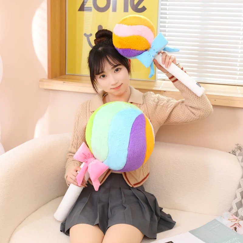 Creative Candy Doll Soft Stuffed Cartoon Lollipop Plush Toy Colorful Sweet Girls Bedroom Sofa Pillow Cushion Birthday Gift