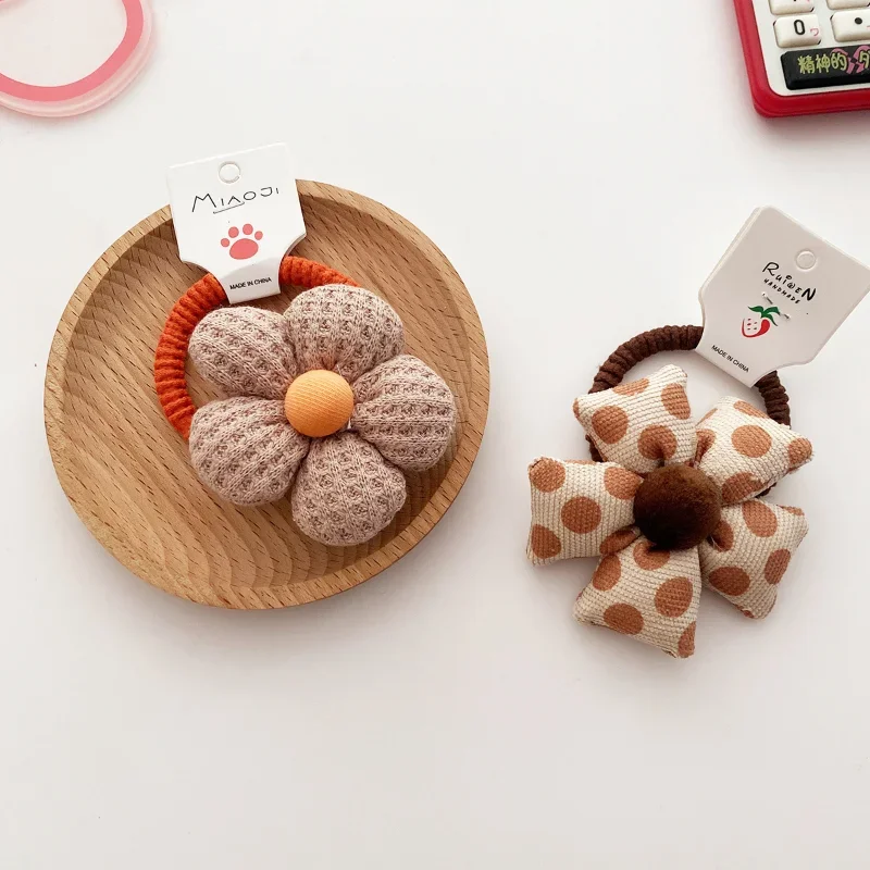 Cute Korean Coffee Fabric Wave Flower Party Hairpins Kawaii Costume Headband Hair Pin for Children Baby Girls Bangs BB Clip Gift