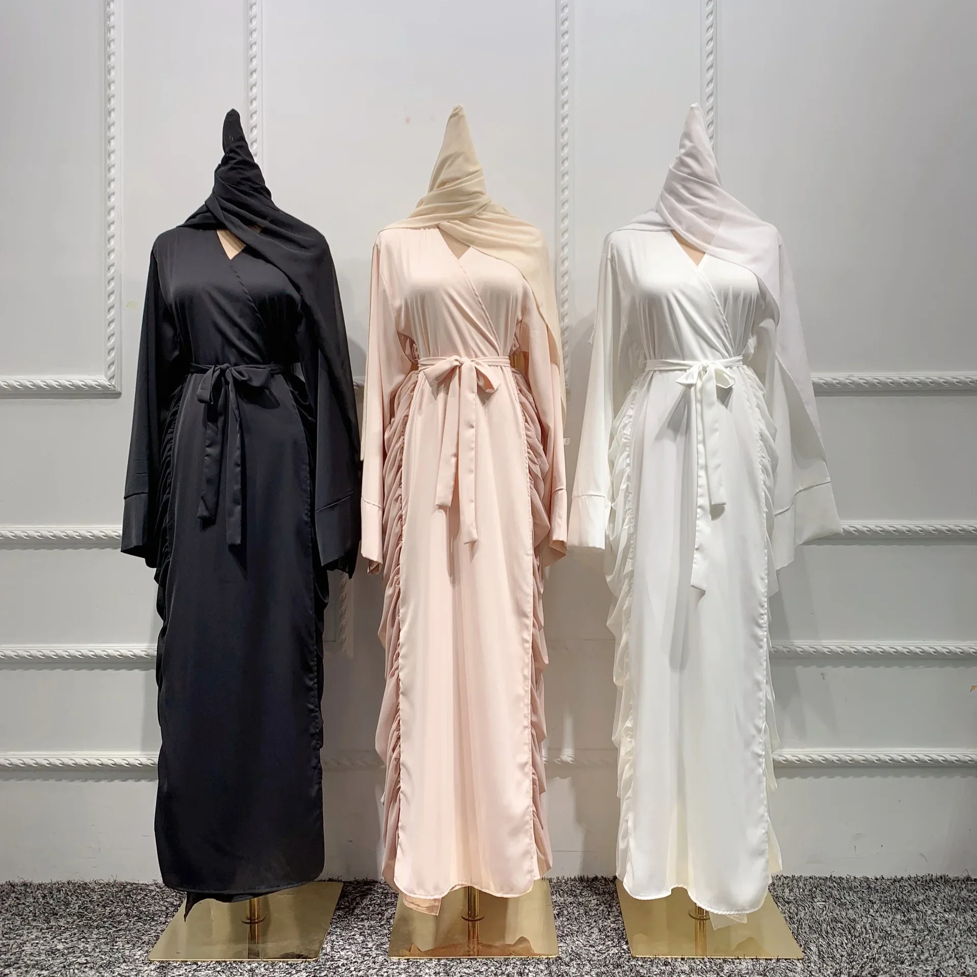 Ramadan Muslim Fashion Hijab Dress Open Abaya Dubai Nida Chiffon Abayas for Women Turkish Dresses Islam Clothing Moroccan Kaftan