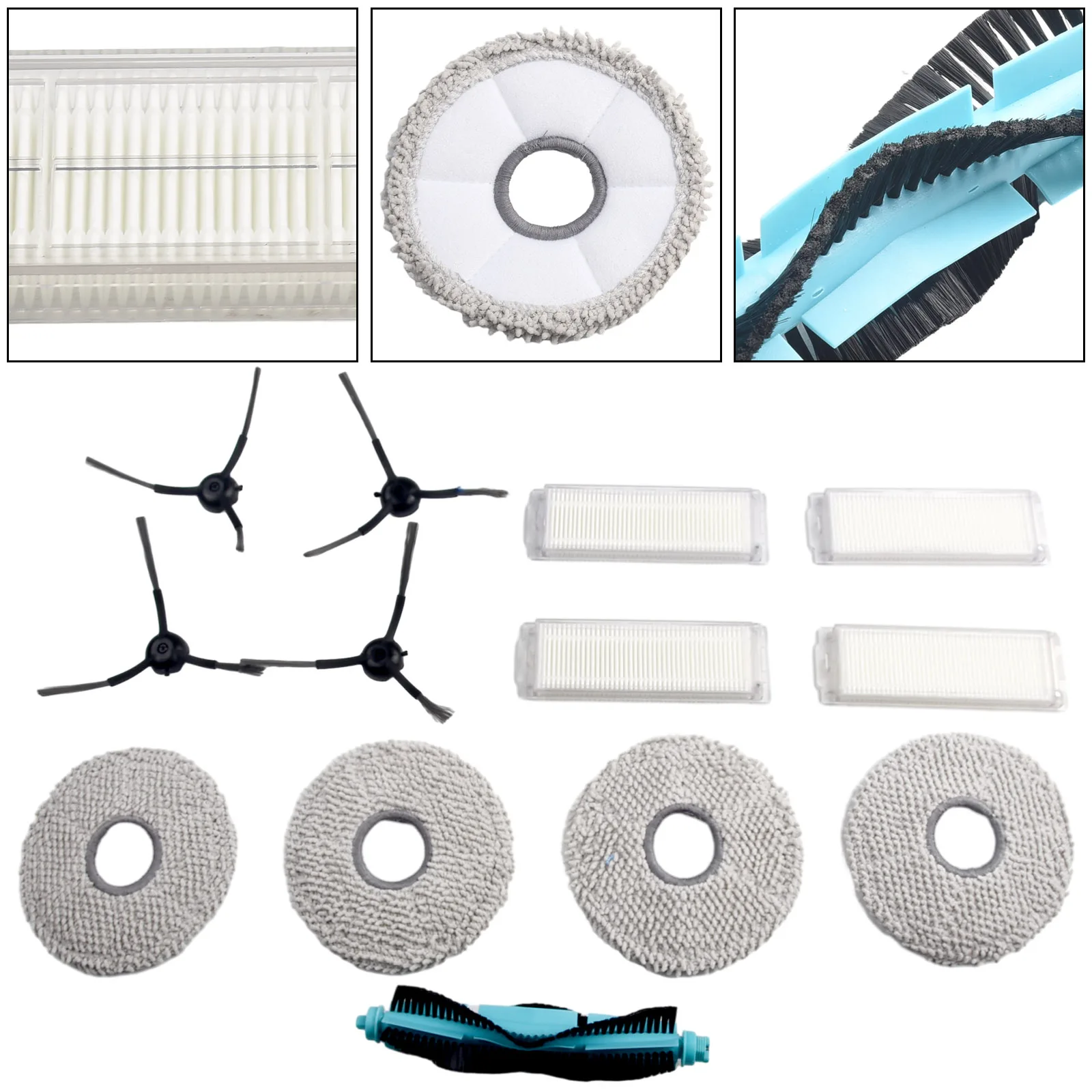 Roller Brush + Mop Cloth + Filter + Side Brushes Set Replacement For Cecotec For Conga 11090 Spin Vacuum Cleaner 6 in 1 full relax tone spin body massager 3d electric full body slimming massager roller cellulite massaging smarter device new