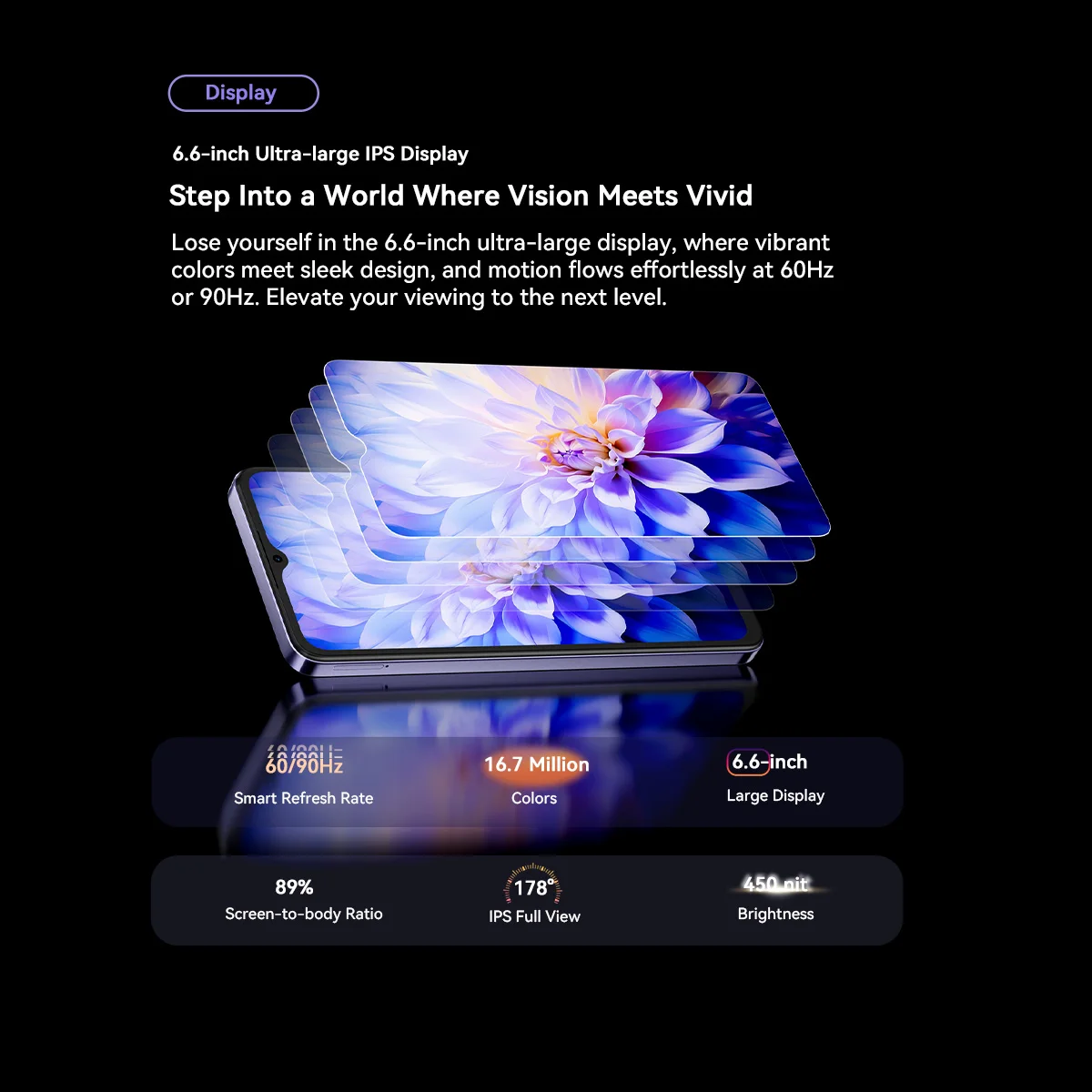 OSCAL FLAT 2 Smartphone, 6.56'' IPS Display Cell Phone 5000mAh, 4GB RAM 128GB or 256GB ROM, Octa Core T606,8MP+13MP Camera Phone