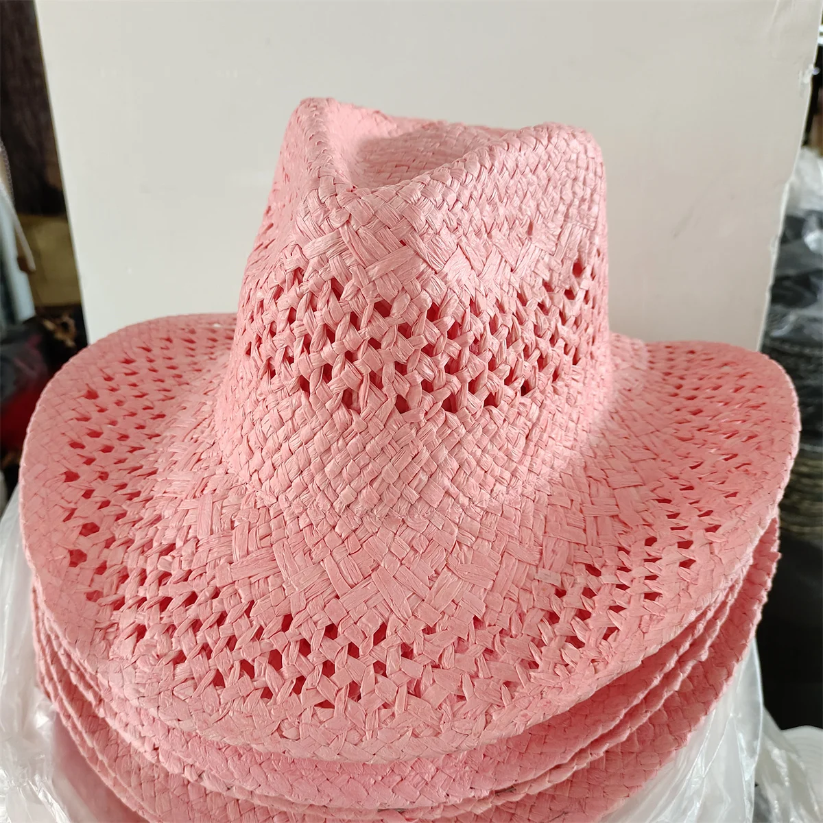 Rose Weave Hollow Western Cowboy Hat For Men Women Summer Outdoor Cowgirl Beach Sun Papyrus Straw Hat sombrero hombre