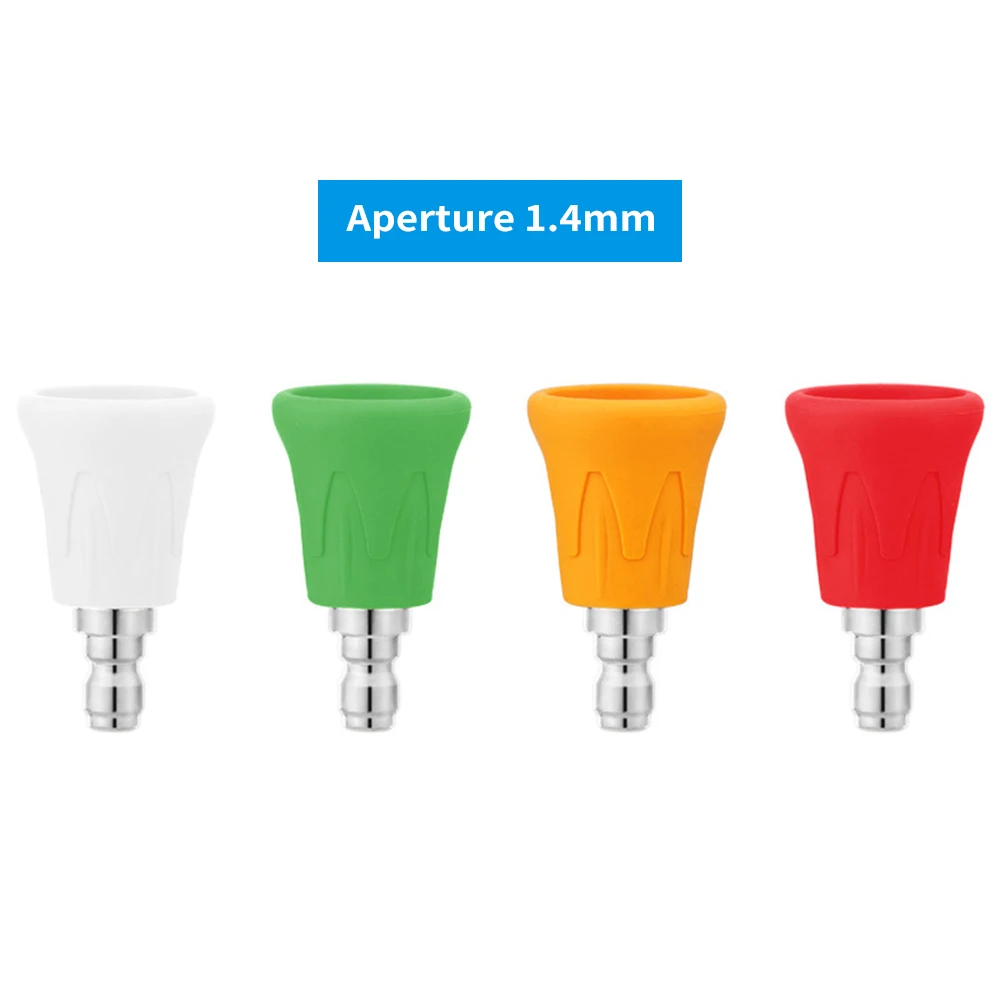 Pressure Washer Nozzle Guard, Stainless Steel High Power Washer Nozzle Tips Set with Upgraded Rubber Protector Cover 4Pcs Nozzle 3