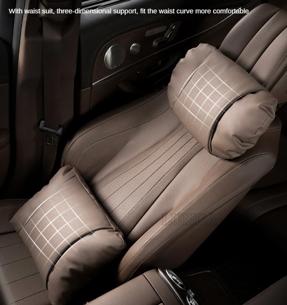 Car Neck Pillow Leather Travel Comfort Car Waist Pillow Support