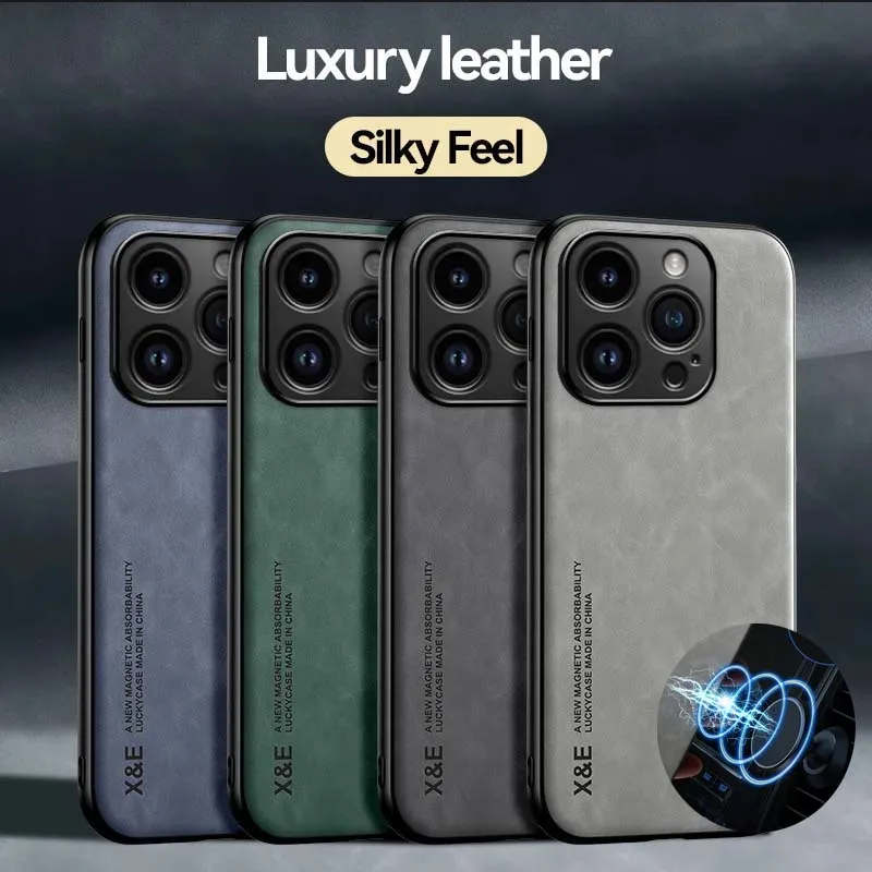 Leather Phone Case with Metal Plate