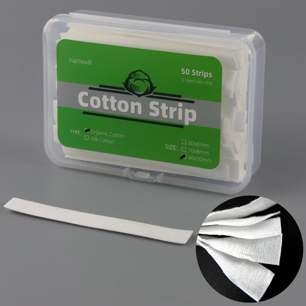 50 Strips General Original Organic/Mesh Cotton Strip For PNP/TPP/Galiburn G/RPM2/RPM3/GT Series/Z Serise RBK ReBuild Coil Kit