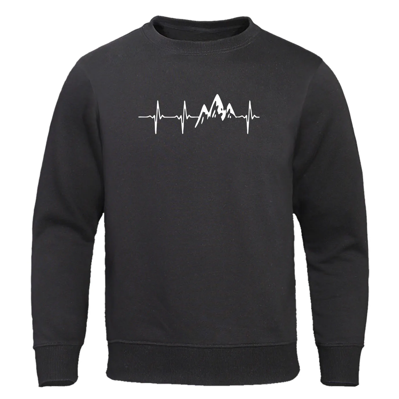 Mountain Heartbeat Hoodies Sweatshirt Men Sound Ray Diagram Sweatshirt Hoodie Spring Autumn Print Black Gray Streetwear Pullover