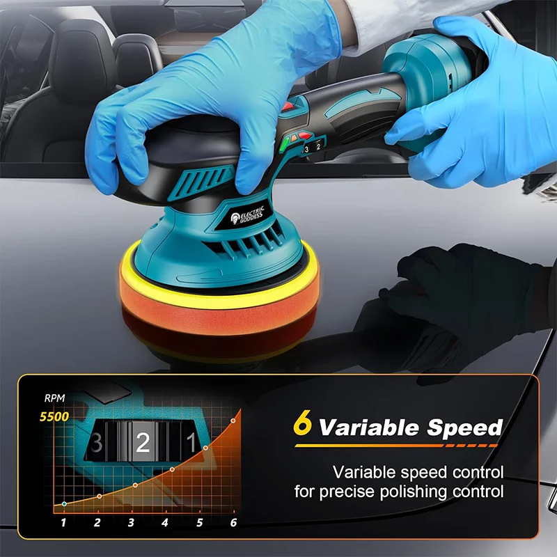 Electric Goddess Eccentric Vibrating Polishing 6 Speed Control Rotation Speed 2500-7000RPM Polished Power Tool Home DiY 3