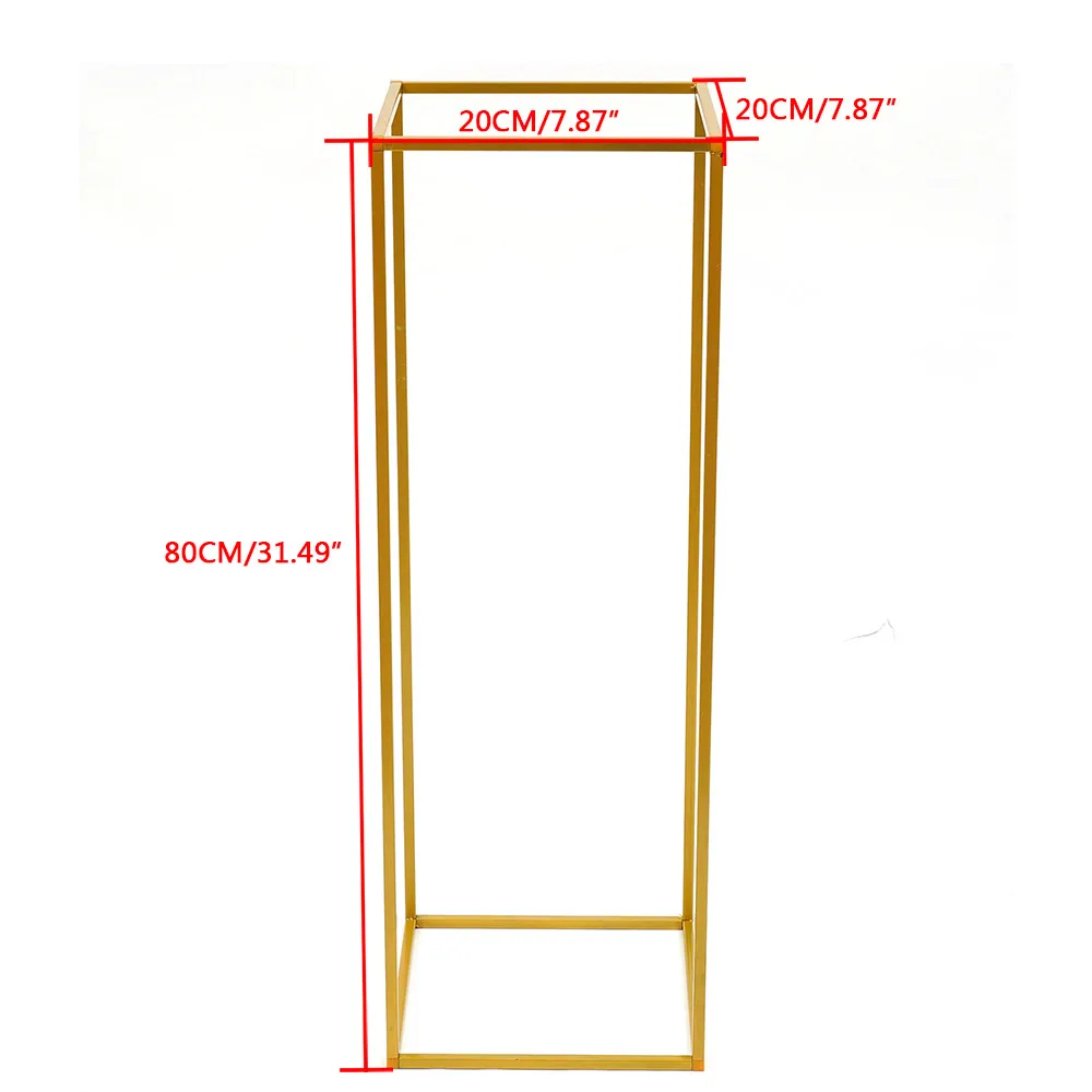 2Pcs Gold Metal Tabletop Flower Rack Road Lead Stand Geometric Column Vase Stand Wedding Party Decor 80cm+100cm