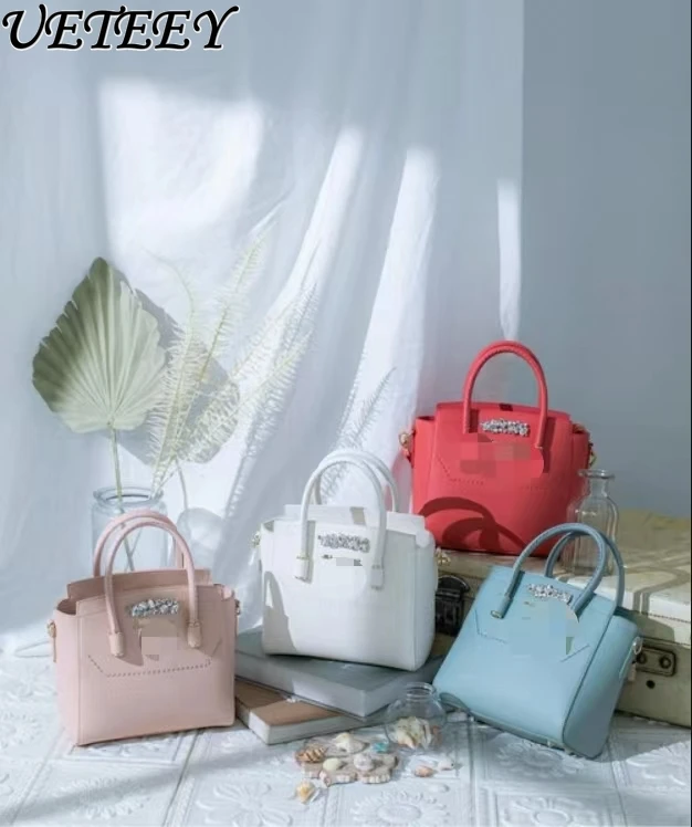 Japanese Bag Women Classic Diamond Niche Portable Crossbody Shoulder Bag All-Match Casual Diamond-Embedded Solid Color Backpack 3