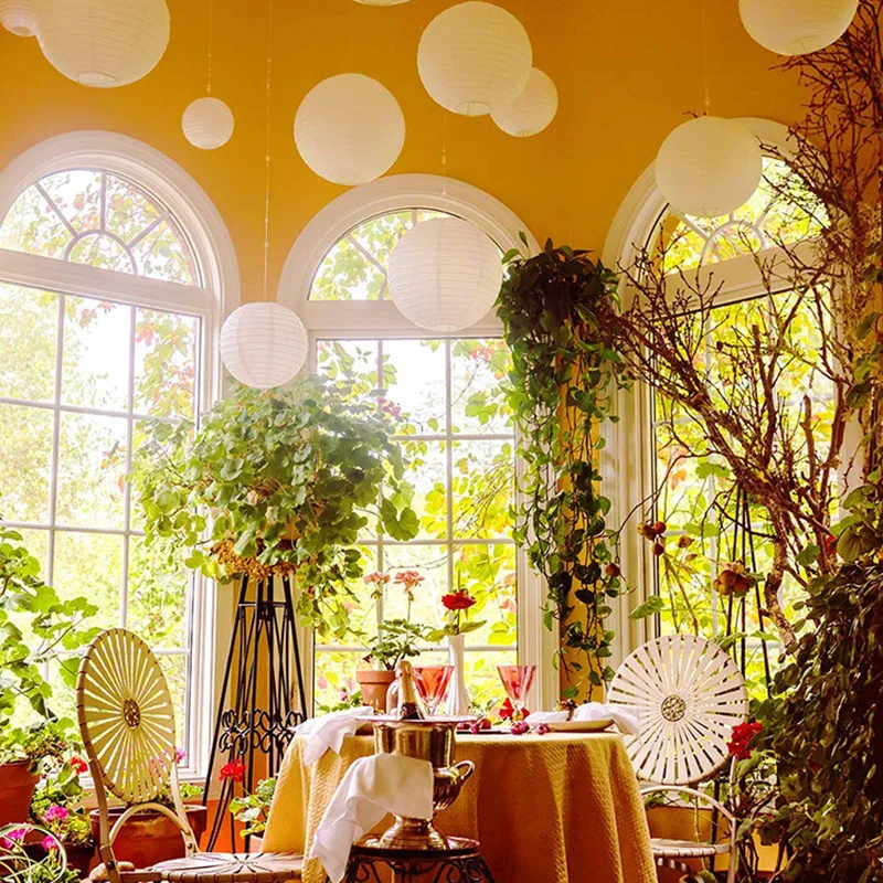 5/10/20pcs Round Chinese Paper Ball Lampion Hanging White Wedding Decoration Paper Lantern Lampshade Birthday Party Favor Decor