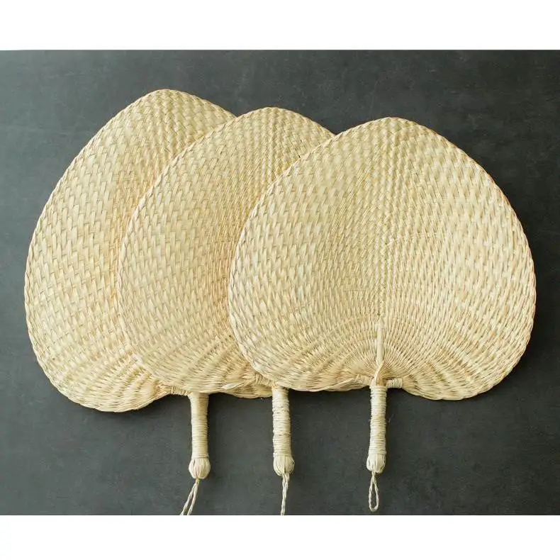 손으로 짠 옛날식 대형 여름 부채 모기 퇴치 바나나 잎 부채 수제 부채 (어린이, 노인용)