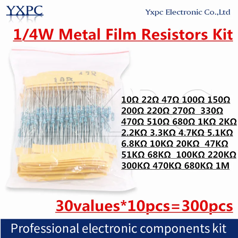 Kit di resistori, 2600 pezzi, 130 tipi 1/4 W, resistori