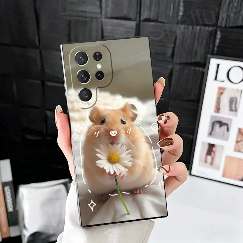 Adorable Hamster Soft Phone Case - Black Cover Back Shell