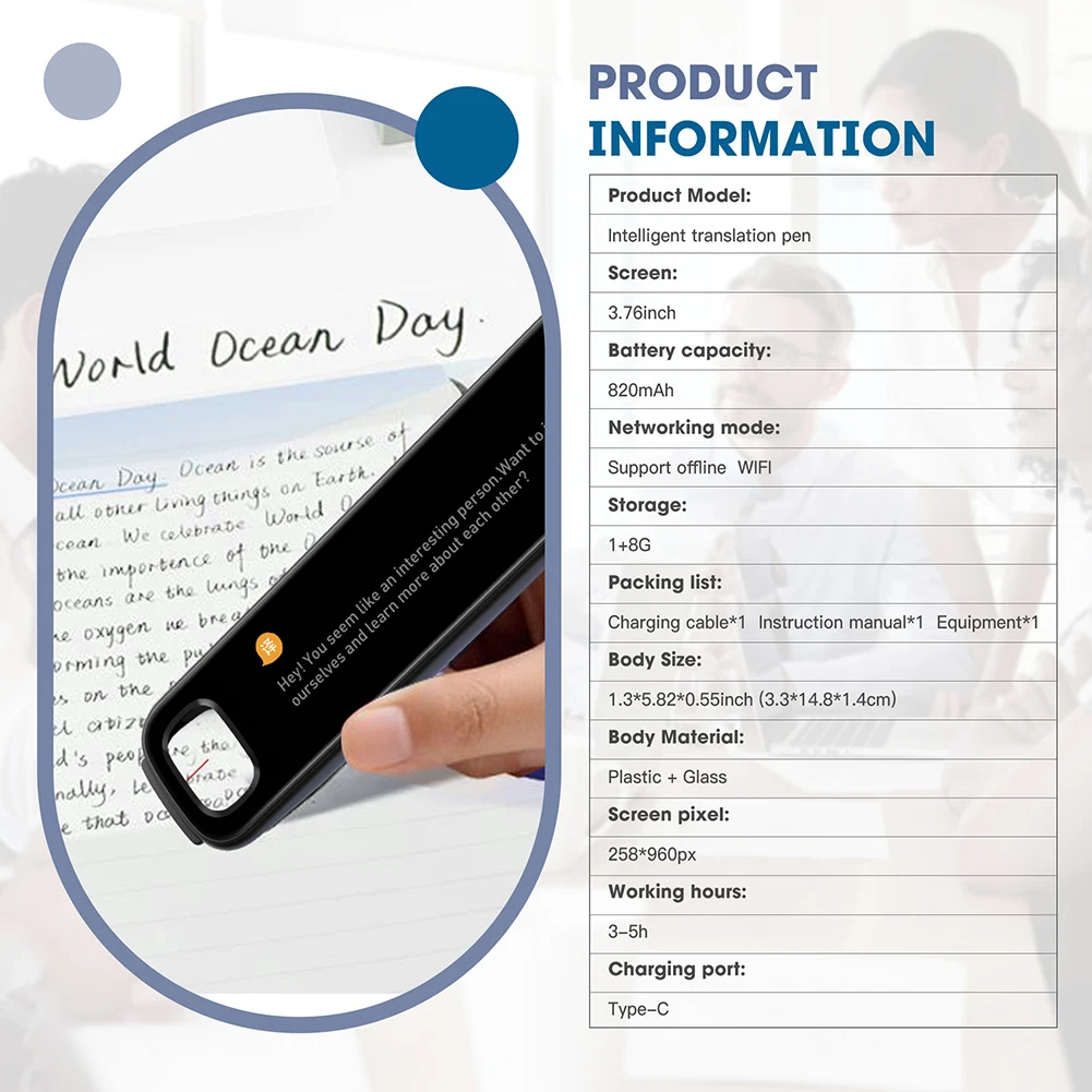 Polish Hebrew Thai Vietnames Read Scan Offline Voice Translation Pen 3.76Inches 142Language Online Offline Translator Dictionary