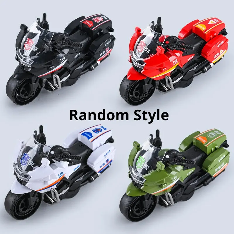 1Pcs Inertia Police Motorcycle Toy Car, Durable Fire Rescue Vehicle for Boys - Push & Go Action Figure Ride
