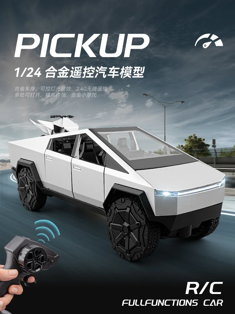 1:24 Scale Diecast Remote Control Tesla Cyber Truck With Light And Sound 36 Hmqviviiynsayin+Wuast/Jx68/A2V8La6Xx