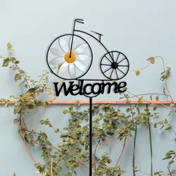 Wind Spinner Metal 3D Windmill Kinetic Welcome Sign Stakes Front Door Decor Bike Stand Craft Outdoor Yard & Garden Accessoriess