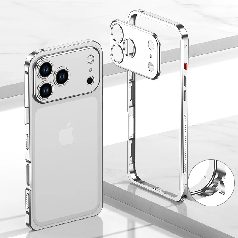 Premium Metal Alloy Shockproof Phone Case with Silicone Lining and Lens Protection
