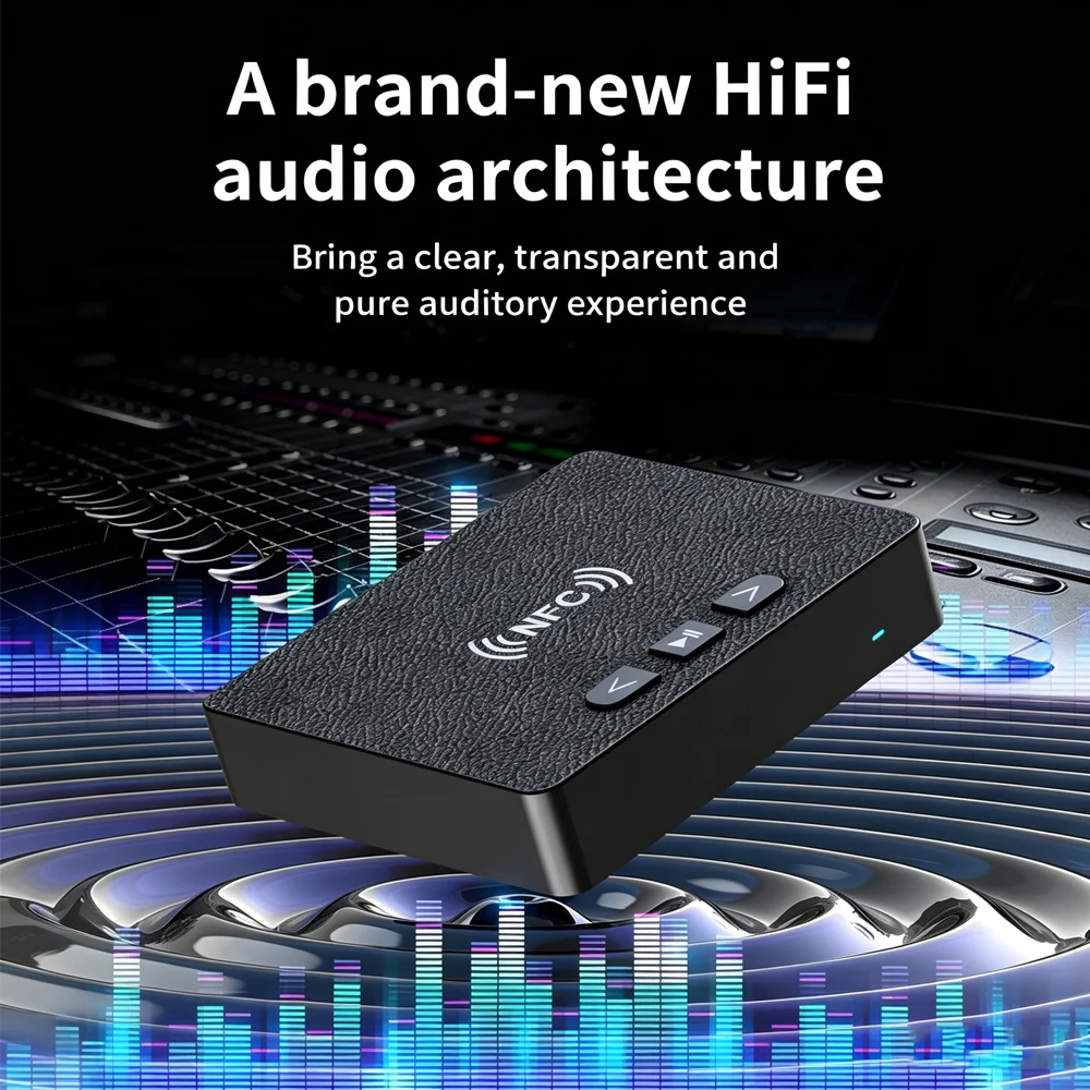 KEBIDU 블루투스 6.0 오디오 리시버 NFC 무선 어댑터 3.5mm AUX RCA HIFI 스테레오 차량용 음악 키트 U-디스크 재생 TV PC 스피커용 Bluetooth 6.0 Audio Receive