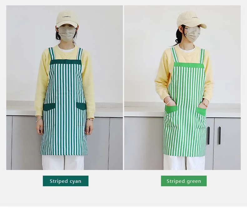 Maßgeschneiderte Stickerei-Küchenschürze mit Taschen, wasserdichte Schürze, Heimköche, Backkleidung, Lätzchen für Erwachsene, Hüfttasche – Detail 3
