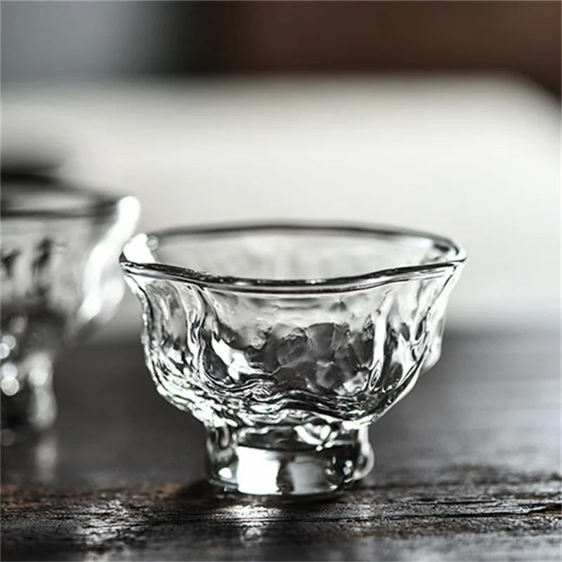 2Pcs/Lot Japanese Hammer Pattern 60ml Small Capacity Glass Tea Cup Tea Appreciateing Cup Kung Fu Accessories