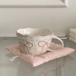 Elegant Bowknot Ceramic Mug - Stylish Home Décor and Perfect Gift - 301 - 400ml (Pink)