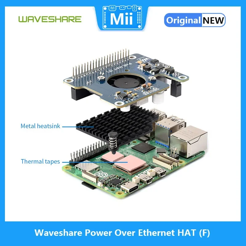 Waveshare ̴  HAT (F),   5 , º ð ǳ, ݼ 濭 , 802.3af/at Ʈũ 