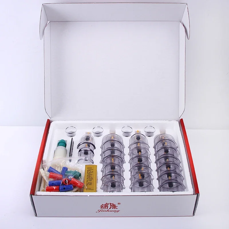 Set 32PCS Vacuum Cupping Body Massager Suction Cups Jar Plastic Vacuum Suction Cupping Set Cans for Shoulder Body Massage Care