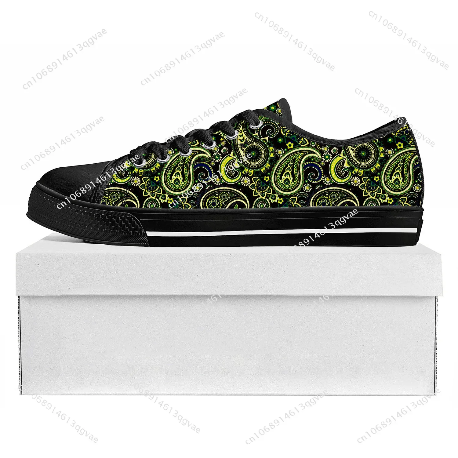 Paisley Print Gifts Low Top High Quality Sneakers Mens Womens Teenager Tailor-made Shoe Canvas Sneaker Casual Couple Shoes Black