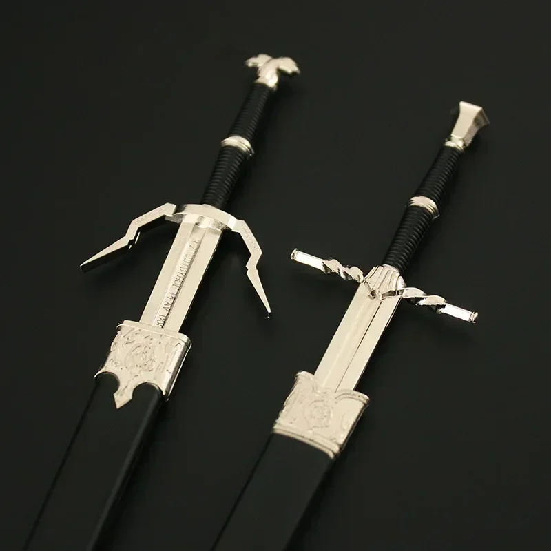 Cosplay Sword Cosplay Prop Cosplay Toy 22cm Wild Hunt Weapon Wizard Geralt White Wolf Steel Sword Model Knight Metal Sword Weapon Collection Christmas Gift Toy For Boy