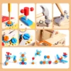 Kids Wooden Tool basket Pretend Play Set Nut Disassembly Screw Assembly Simulation Repair Carpenter  Montessori Education Toys 6