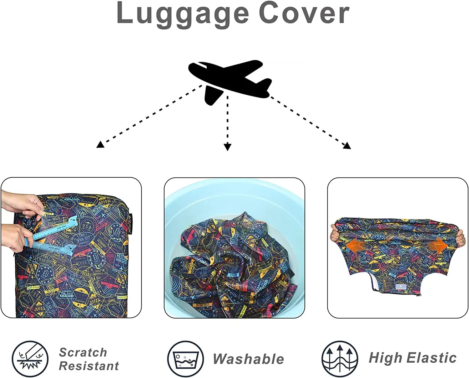 Stamp Luggage Cover Washable Suitcase Cover Suitcase Protector Anti-scratch  Suitcase Cover Fits 22-32 Inch Luggage - AliExpress