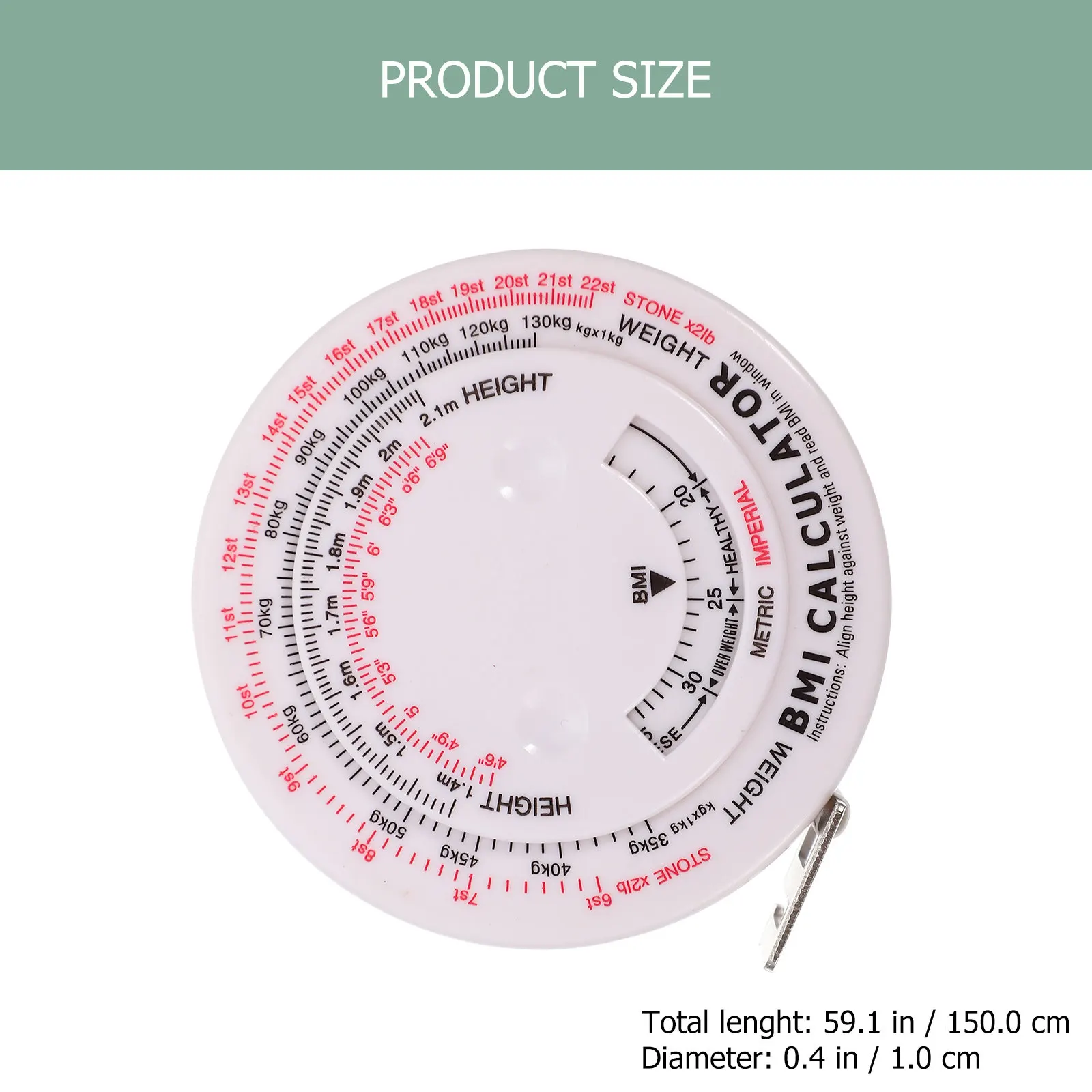 휴대용 개폐식 측정 테이프 Bmi 계산기 허리 신체 측정 테이프 이중 단위 소형 경량 피트니스 도구