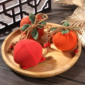 Borsellino Portamonete a Forma di Cachi, Sacchetto Portafortuna, Decorazione Hanfu, Sacchetto in Stile Cinese, Borsa per Piccoli Oggetti, Sacchetti Portagioie in Cotone e Lino