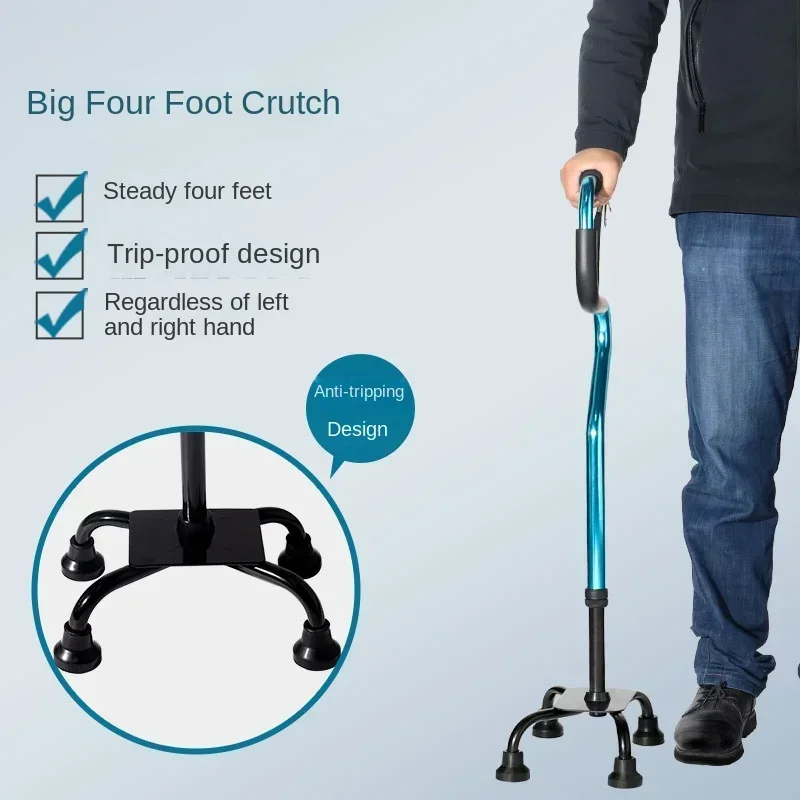 Walking Cane for Elderly Four-legged Non-slip Crutch Senior Fall-prevention Aid Rehabilitation Walking Assistant Seniors