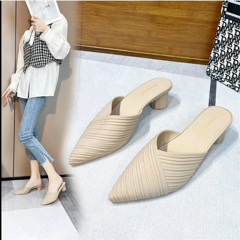 

Baotou Half Slippers Summer Lazy People Wearing Slippers Outside Women's Shoes Casual Sandal Slippers Women's Shoes