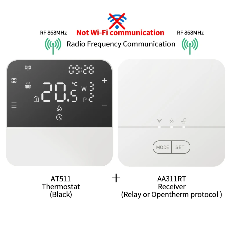 เทอร์โมสตัทห้องแบบไร้สาย Opentherm สำหรับหม้อต้มแก๊ส เทอร์โมสตัทแบบใช้แบตเตอรี่ ควบคุมอุณหภูมิแบบดิจิตอลไร้สาย 1