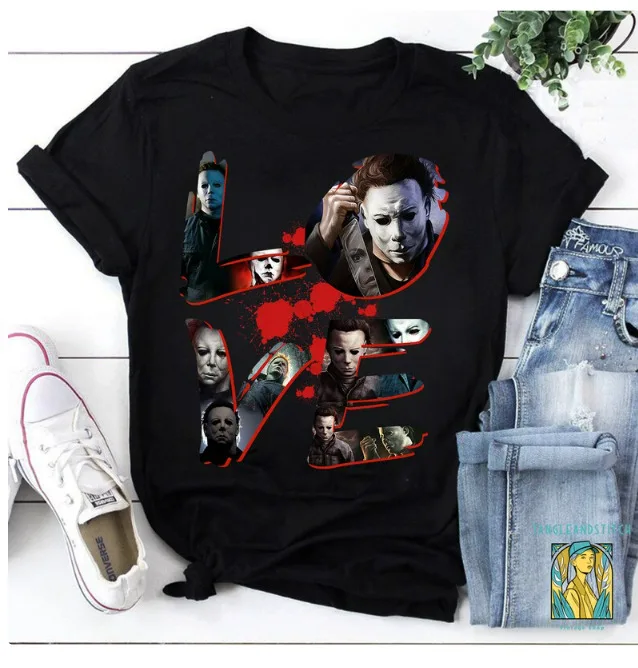 

Love Myer Horror Halloween Michael Myers Shirt O-Neck Cotton T Shirt Men Women Casual Graphic Tees Tops Dropshipping