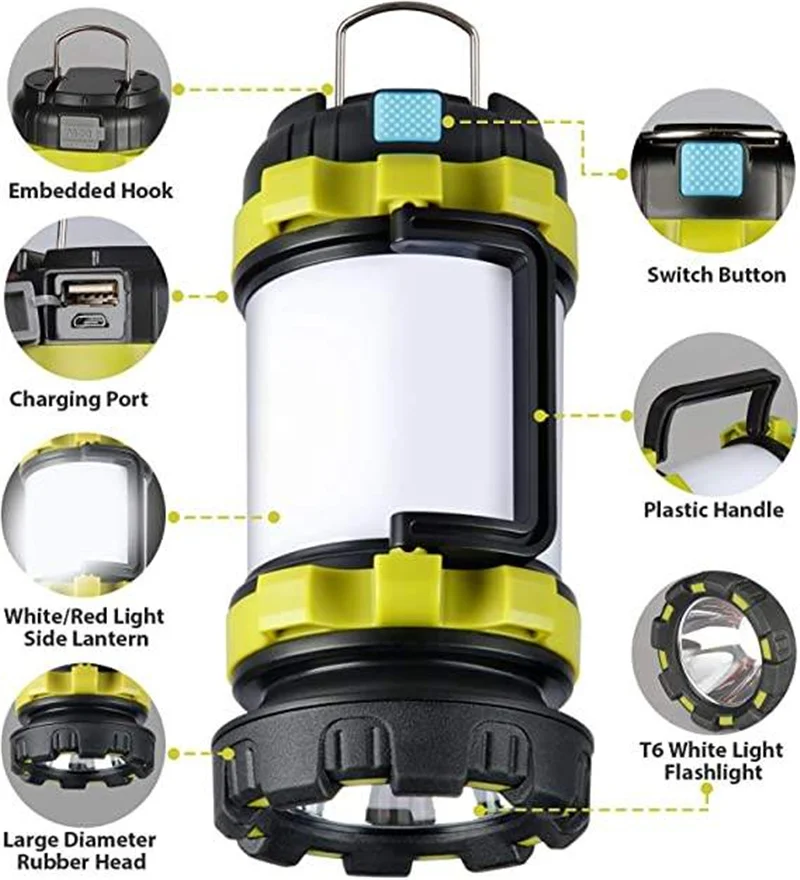 LED Camping Lantern, COB Rechargeable Battery Lantern 3000LM, 5 Light  Modes, Waterproof Lantern Flashlight, Tent Light for Power Outage,  Hurricane