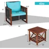 3 Pieces Patio Wicker Furniture Set, Rattan Outdoor Sofa Set w/Washable Cushion & Acacia Wood Coffee Table, Conversatio 4