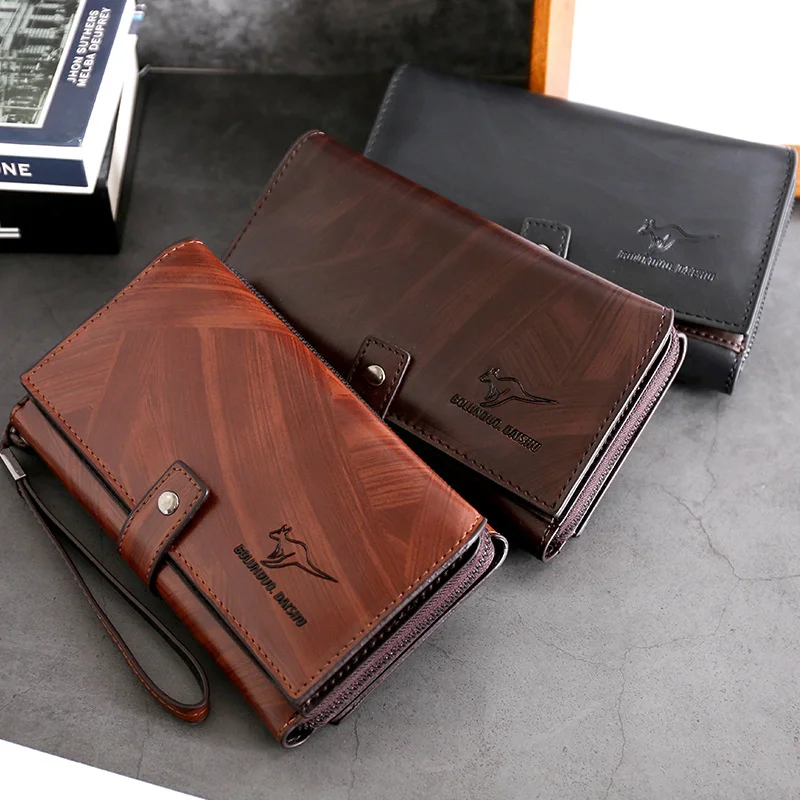 

Men's long wallet with multiple card slots, large capacity grab bag, zipper wallet, small handbag, trendy men's bag