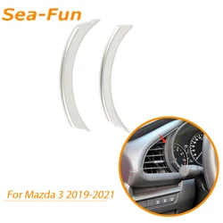 Couvercle de cadre de décoration de climatisation de sortie, accessoires de moulage intérieur chromé pour tableau de bord de voiture Mazda 3 2021 2020 2019 