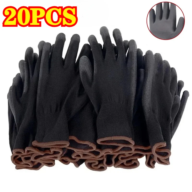 Lot de 20 gants vinyle jetables transparents sur fond blanc, emballage individuel visible.