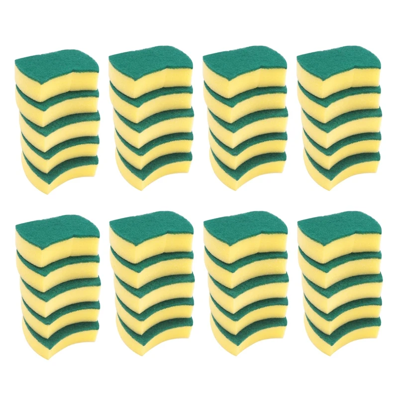 

240Pcs Multi-Purpose Double-Faced Sponge Scouring Pads Dish Washing Scrub Sponge Stains Removing Cleaning Scrubber Brush