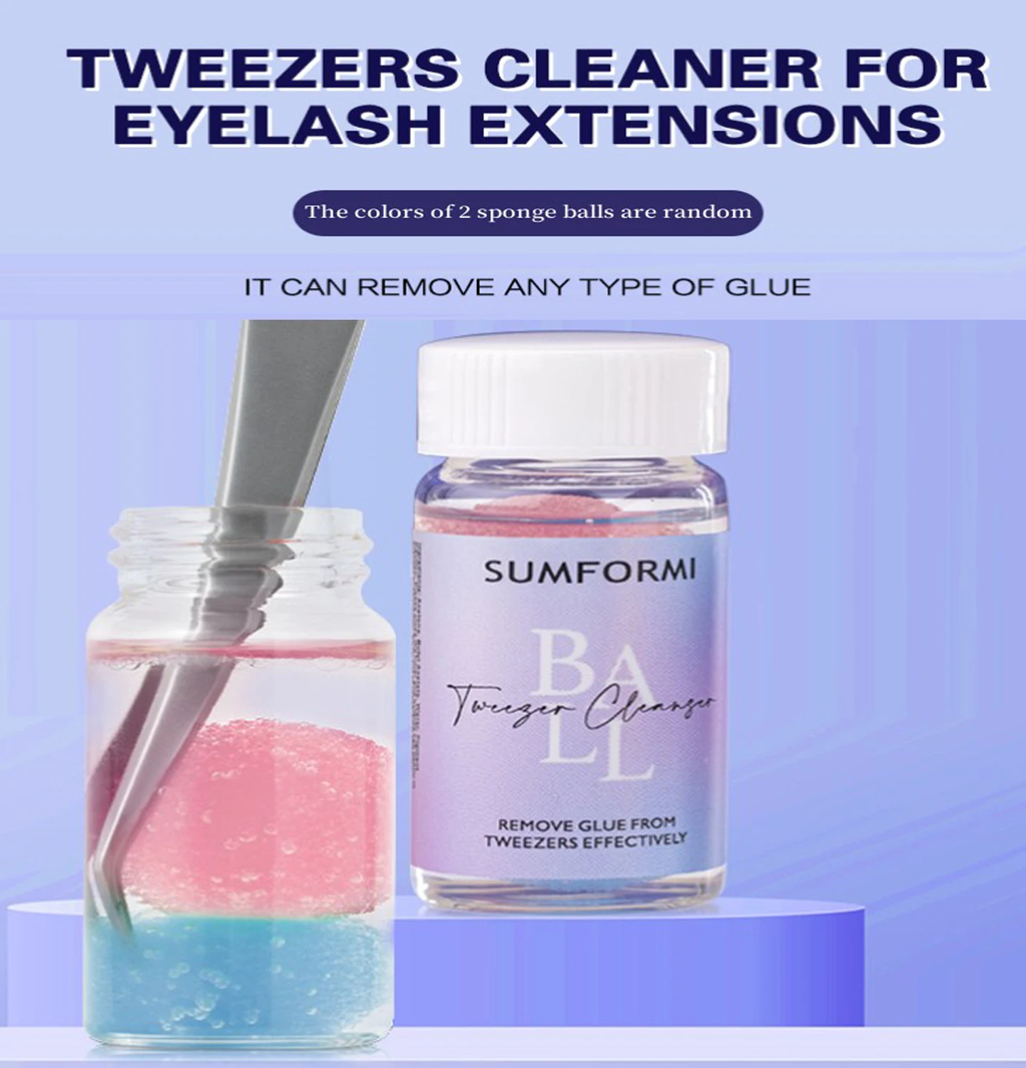 Sumformi 15ML Eyelash Extension Tweezers Cleaner Lash Tweezers Cleaning Tool for Eyelash Glue Remover Liquid Glue Cleaner