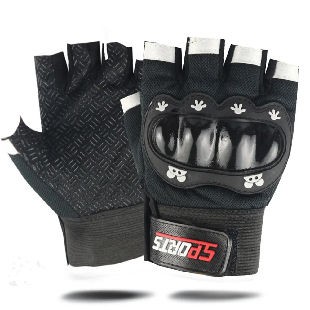 1 Pair Kids Half Finger Gloves Sports Gloves Non-Slip Gel Adjustable Fingerless for Children Cycling Riding Biking