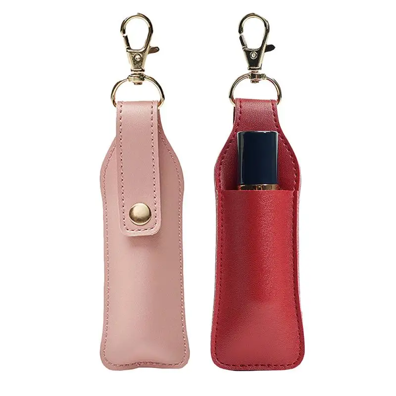 Stylish Leather Lipstick Keychain Holder for Women