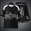 Summer Casual Mens Set Short Sleeve Print Tshirt + Shorts Fashion 2 Piece Sets Streetwear Mens Sports Suit Harajuku Tracksuit 3