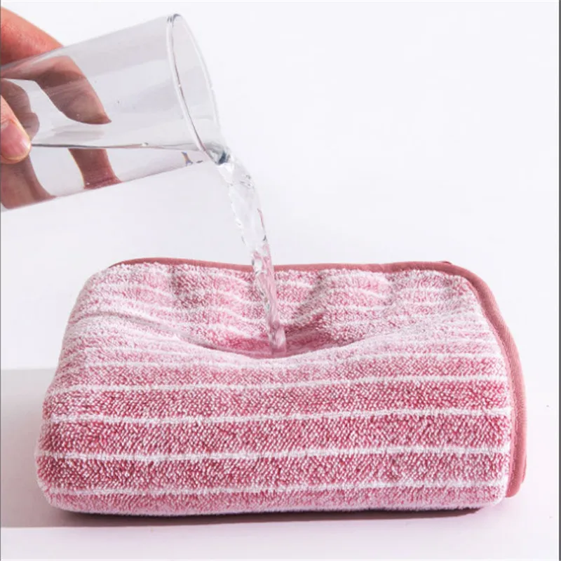1Pc 34x75cm Coral Velvet Striped Thickened Soft Absorbent Home Bathroom Adult Hand Towel 5